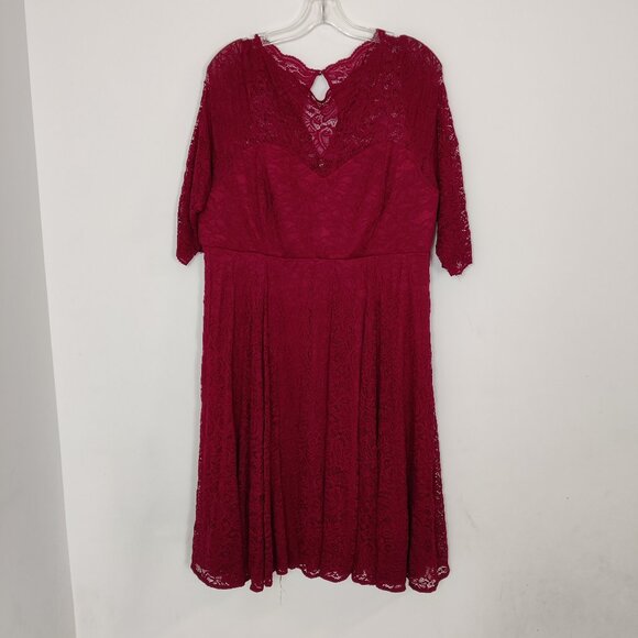 Torrid Women's Midi Dress Size 26 Red Lace Lined Party Prom Dinner Summer Date - Picture 1 of 13